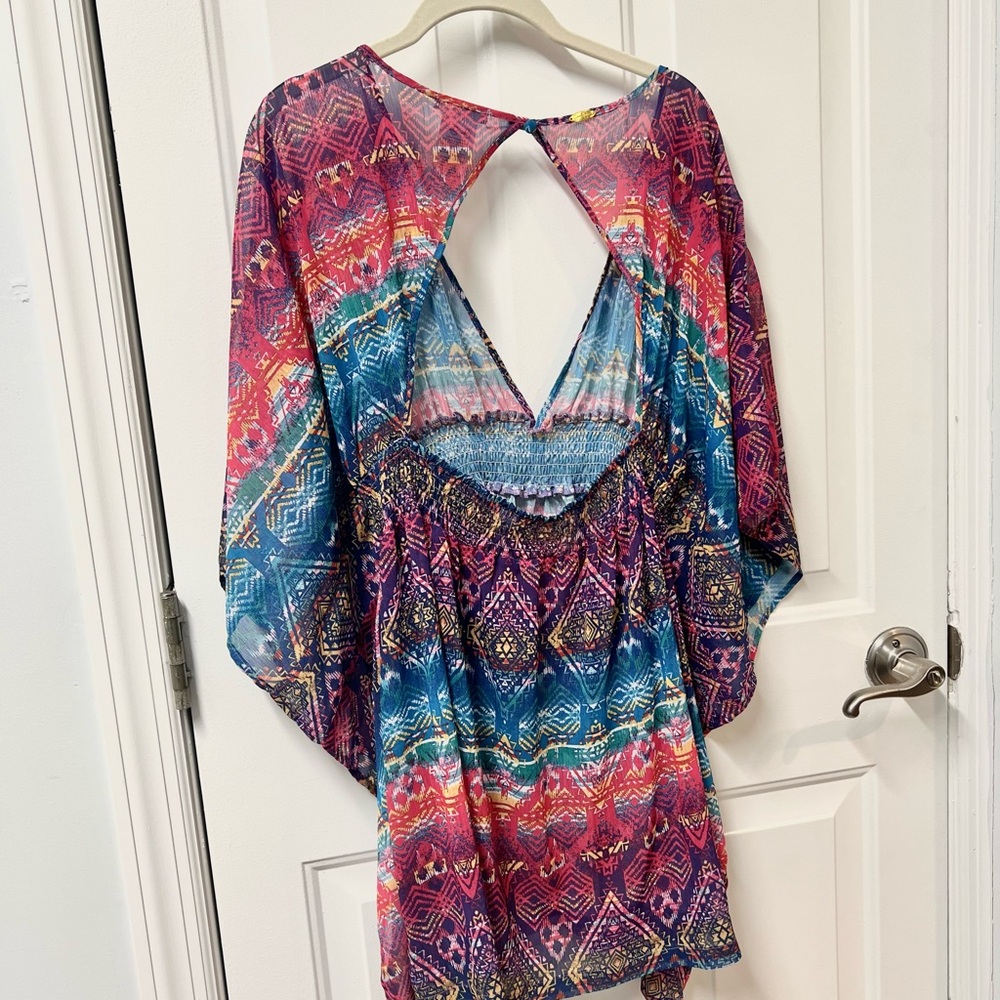 JESSICA SIMPSON MULTICOLOR BEACH COVER UP - Picture 2 of 3